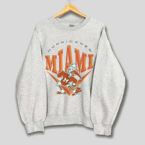 Vintage University Of Miami Hurricanes Sweatshirt, Retro 90s Men Women Shirt Tee - Picture 1 of 2